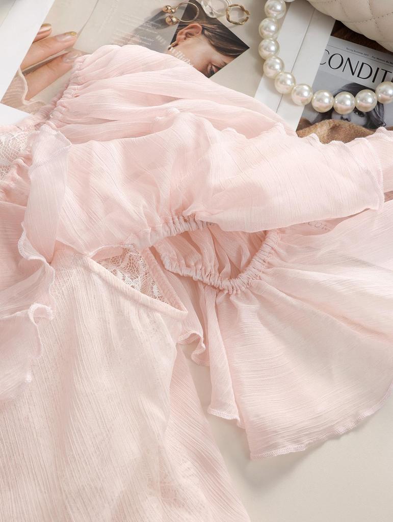Pink One-Piece Ruffled & Laced Fairy Vacation Dress