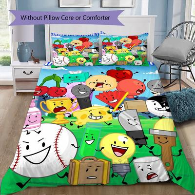 Inanimate-inspired Wacky Pattern Bedding,Quilt Set Quilt Cover Pillowcase Home Birthday Gift (1*duvet Cover+2*pillowcase,without core)XSJT0917505
