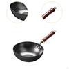 10'' Iron Wok Chinese Cookware with Hanging Hook Frying Pan Flat Bottom for Hotel