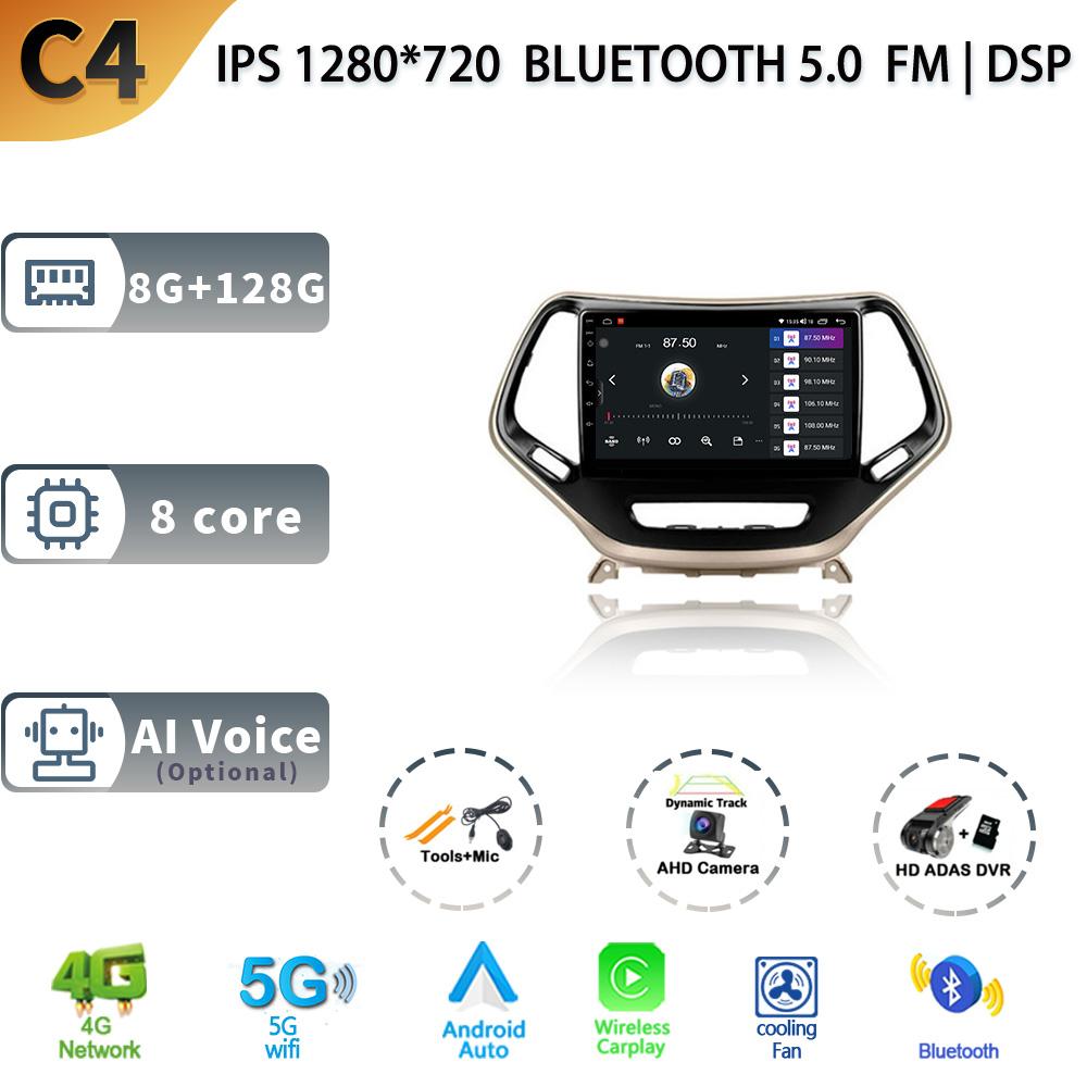 Android13 For Jeep Cherokee 5 KL 2014 - 2018 Multimedia Navigation GPS 4G WIFI Auto Radio Player Car Stereo Carplay Radio Screen