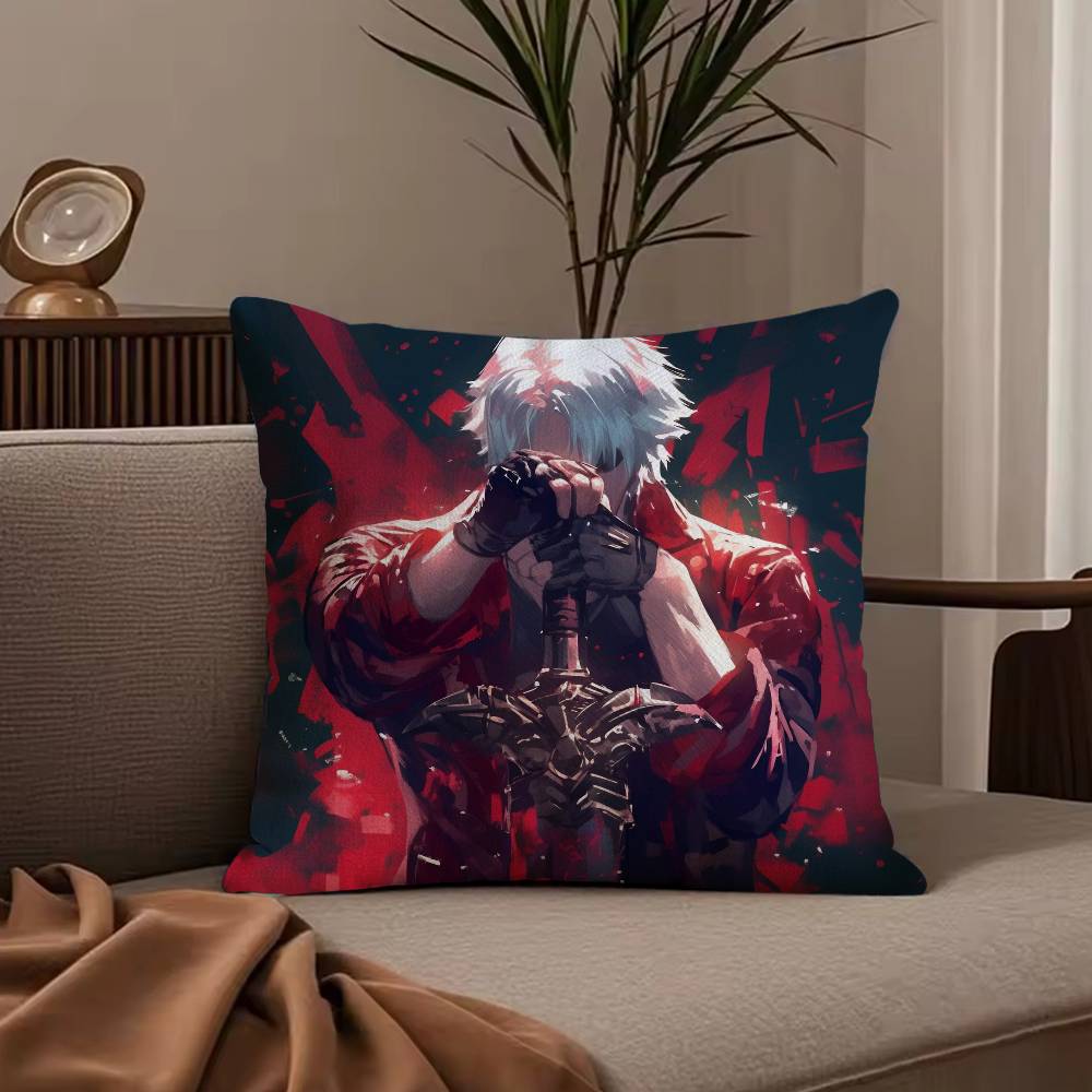 Game D-Devil m-May c-Cry Pillow Case Anti-dustmite Pillowcase Invisible zipper silky short plush Sofa cushion cover