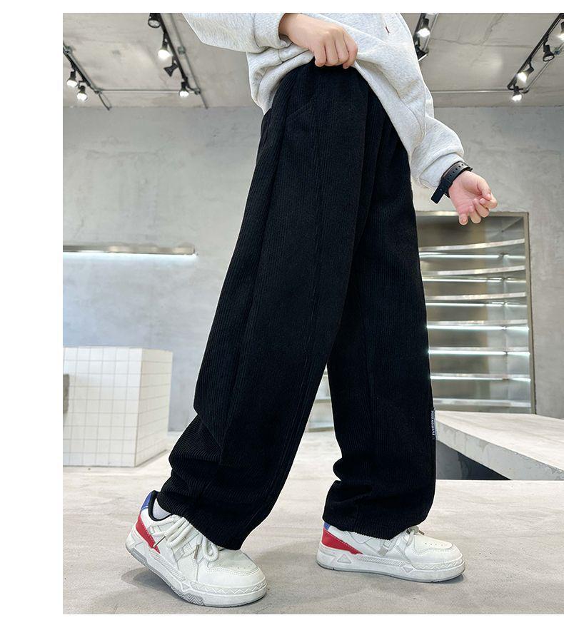 Warm Boys' Fleece-Lined Corduroy Pants - 2025 Winter Style for Medium to Large Children