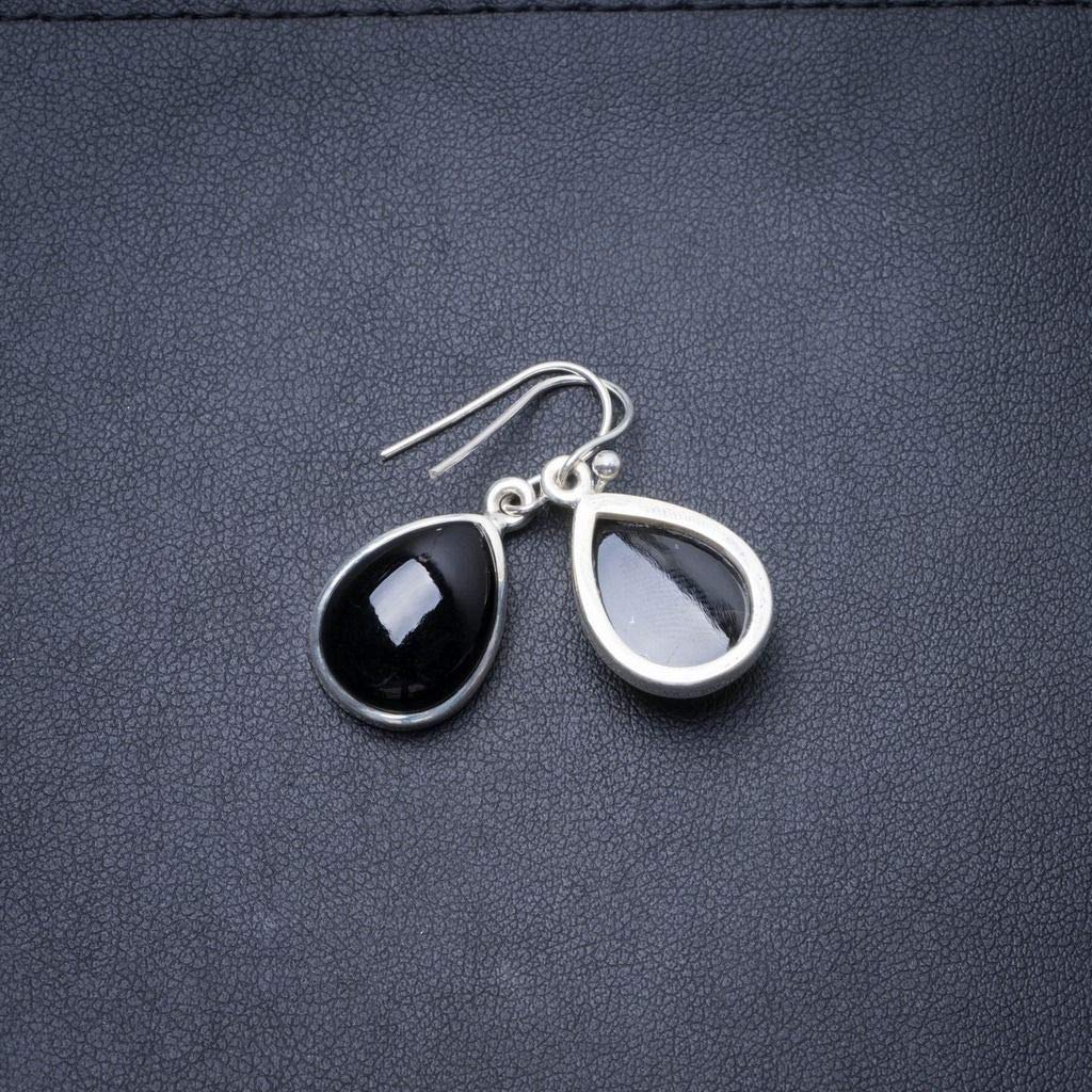 StarGems Natural Black Onyx Handmade Unique 925 Sterling Silver Earrings 1.25" Y3525