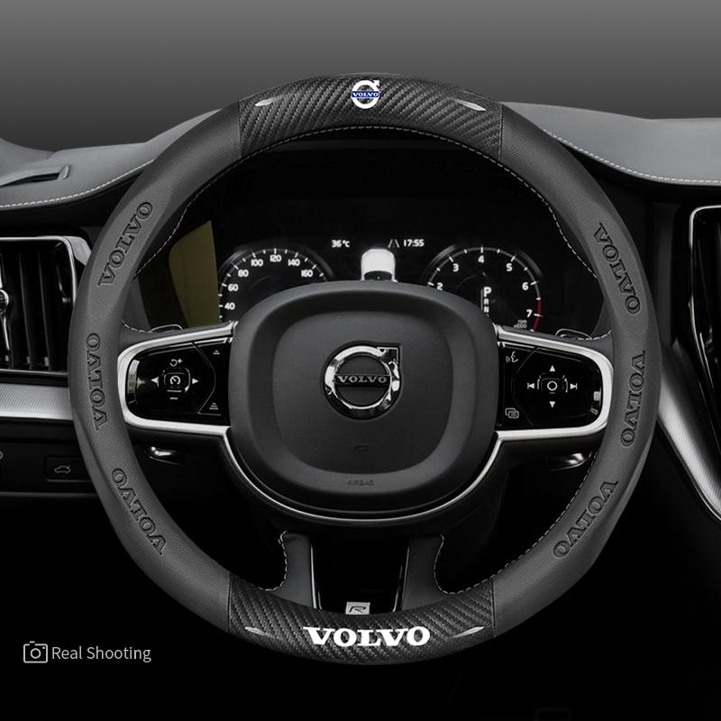 Autolenkradabdeckung Für Volvo XC40 XC60 XC70 XC90 V40 V50 V60 V90 S40 S60 S80 S90 Kohlefaser 38cm Leder Auto Zubehör FE3