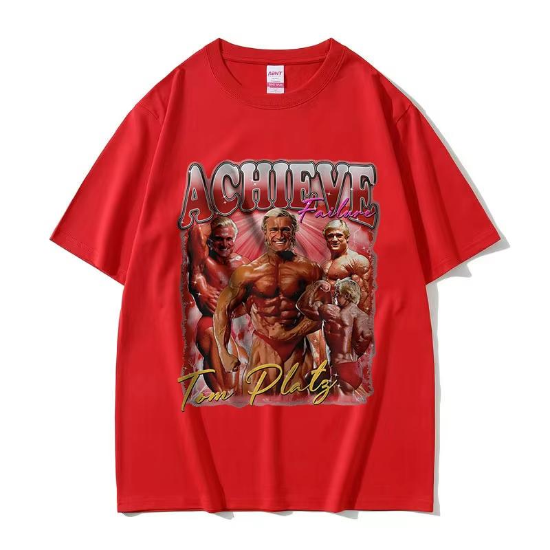 2025 Summer Achieve Failure Tom Platz Graphic Unisexs Retro Fashion Bodybuilde Tops Leisure 100 Pure Cotton Printed Tshirt Y2k