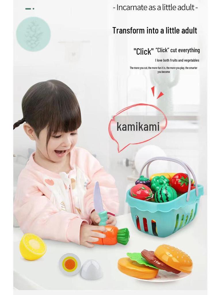 Kids' Velcro Fruit & Veggie Cutting Set - Magnetic Dollhouse Toy for Boys & Girls