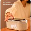 Portable Dual Alarm clock Bluetooth Speaker, Phone holder Wireless Charger, FM Radio & Dimmable Light for Bedroom Office Home Gift Giving
