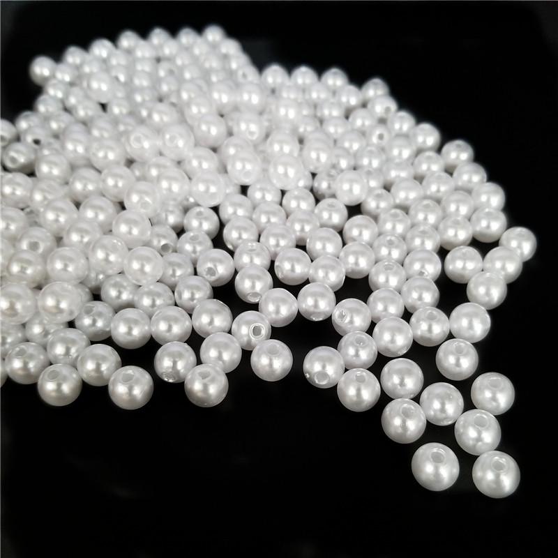 Straight-Hole White Imitation Pearl Beads, Shoe, Bag, Clothing Decoration Accessories,DIY Handmade Bead Jewelry Materials