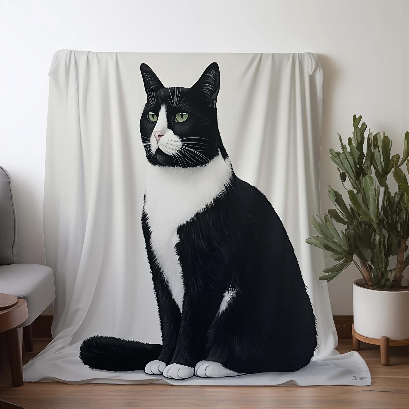 Cute Kitten Pattern Flannel Digital Print Throw Blanket Gift Blanket Cover Nap Mat Comfortable Soft Small Throw Comfortable Air 130x150cm51x59in