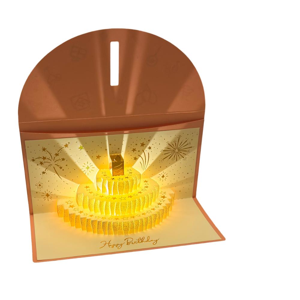 

Musical and Light 3D Pop-Up Greeting Card Creative Money Bag Children s Gift рожевий