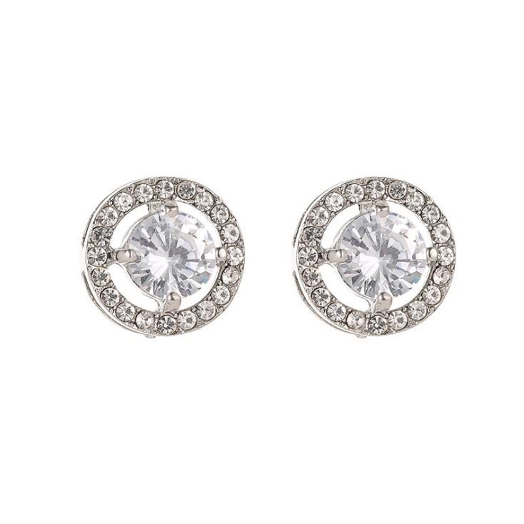 Elegant European-Style Rhinestone Stud Earrings for Brides