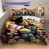 3pcs Christmas Teddy Bear Family Bedding Set - Includes One Quilt Cover and Two Pillowcases (No Core) - Festive Gift for Bedroom Decor - Pol