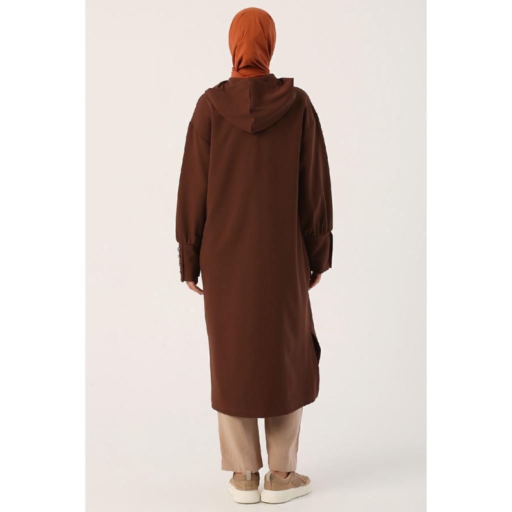 Cardigan confortabil negru cu glugă și fermoar