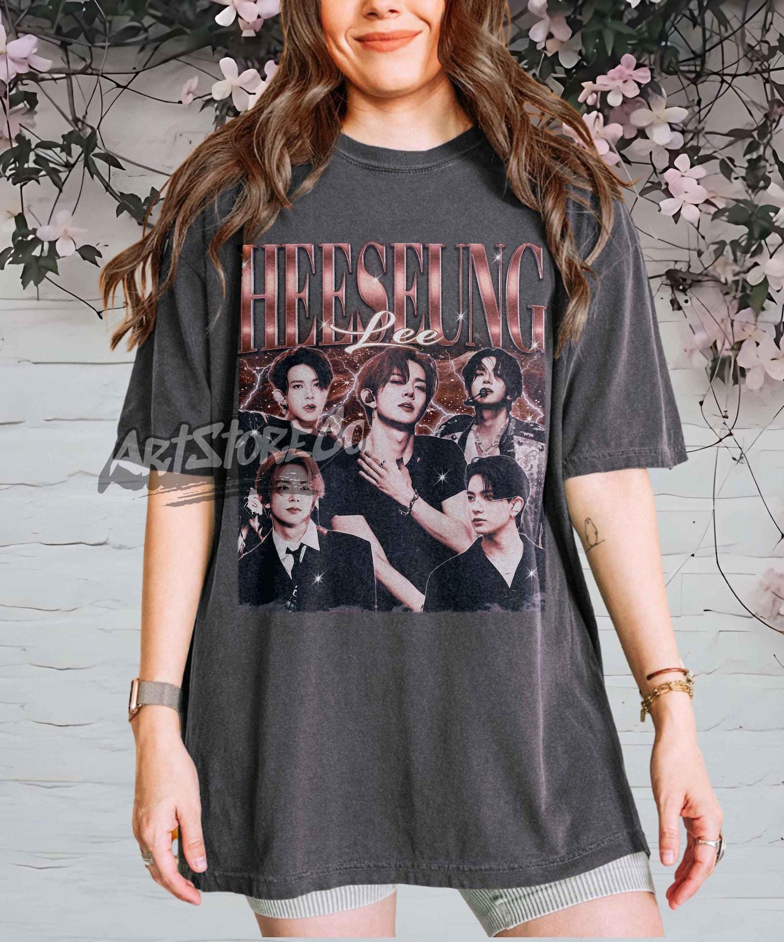 Heeseung Lee Retro Kpop Graphic Tee Shirt, Vintage Style Concert Apparel XL