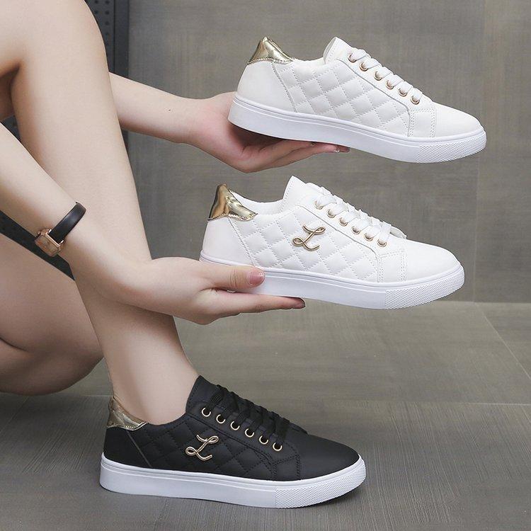 2025 spring, summer, autumn and winter foreign trade new women's shoes women's board shoes student shoes little white shoes low-top round head ribbon