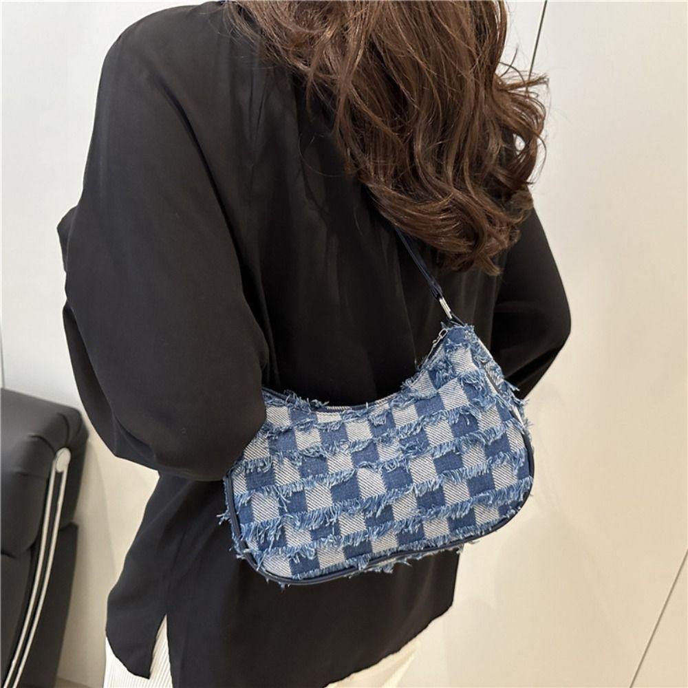Tassels Denim Underarm Bag New Design Women's Handbag Fashion Single Shoulder Bag  Female