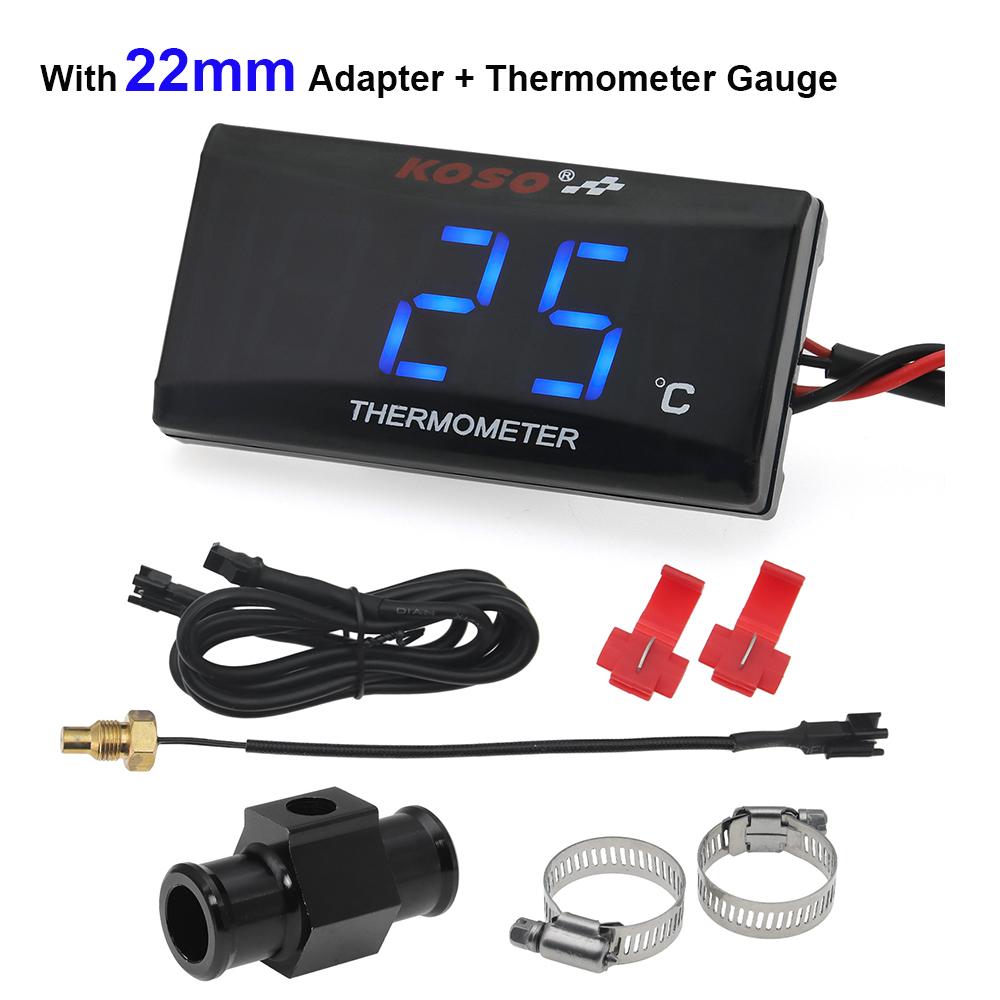 Motorcycle Thermometer for Koso Water Temperature Tank Retrofit Sensor °C for XMAX300 CB400 MT 07 09 Adaptor Joint Pipe 16~22mm