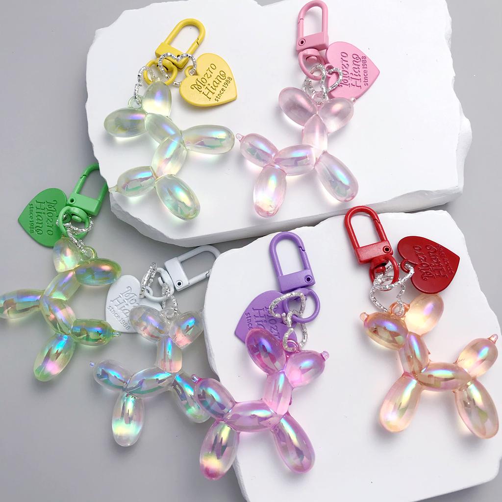 New Candy Color Sweet Resin Balloon Dog Keychain for Women Girls Animal Shaped Phone Chain Key Buckle Accessories Bag Pendant