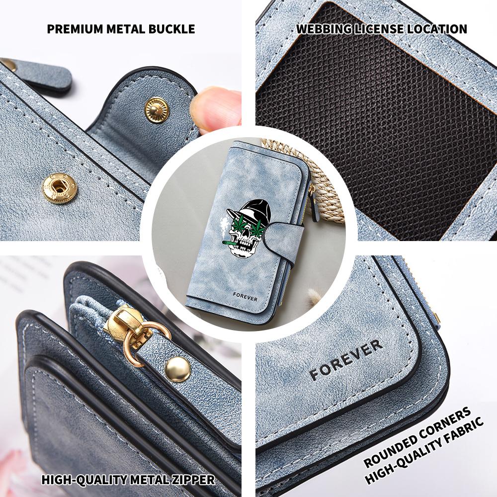 Gothic Skull Pattern Long Wallet Cool Men Women Casual Multi Card Slot Portable Purse