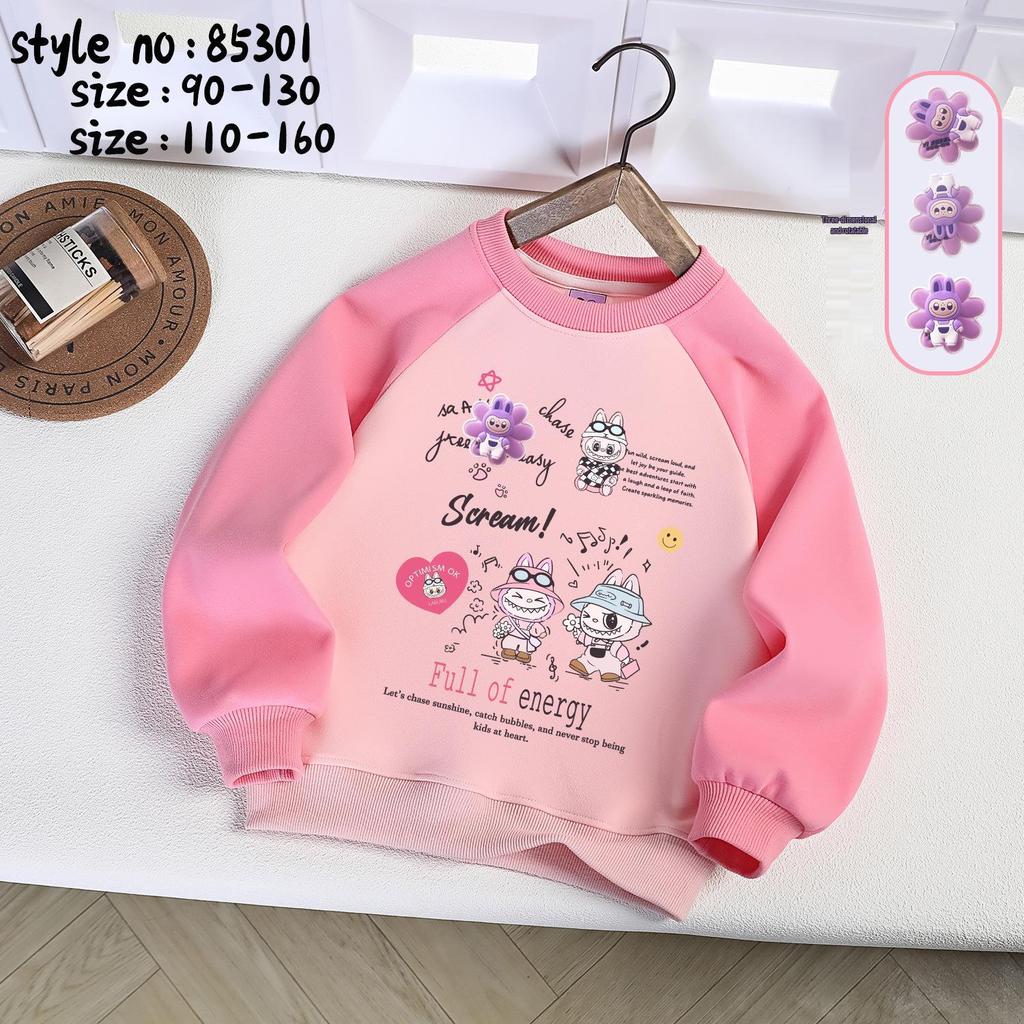 2025 Girls' Cartoon Sweatshirt - Spring/Autumn Round Neck Long Sleeve Top