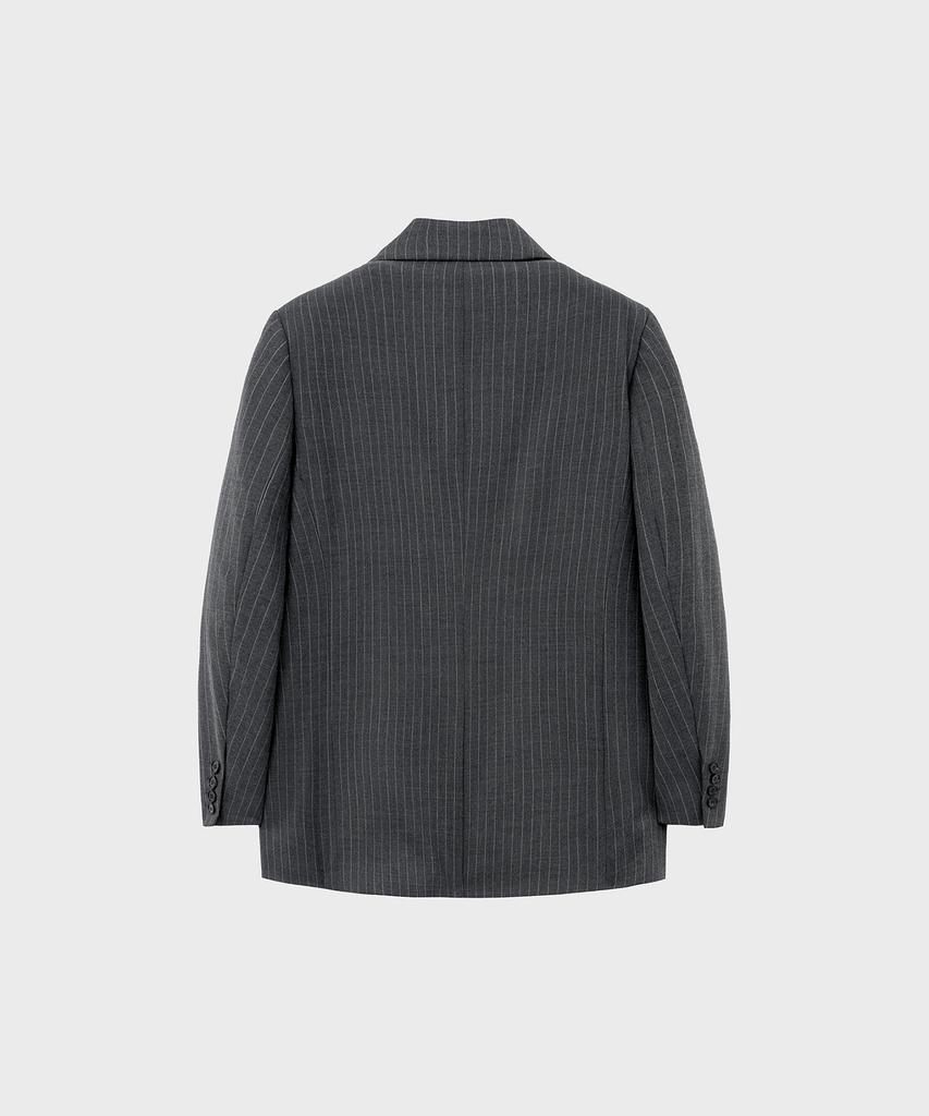 Noirer Wool Striped Tailored Jacket (Grey)