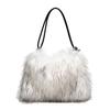 Winter Casual Furry Crossbody Shoulder Bags For Women Solid Color Soft Plush Ladies Clutch Purse Handbags Lightweight Female Hobos Bag