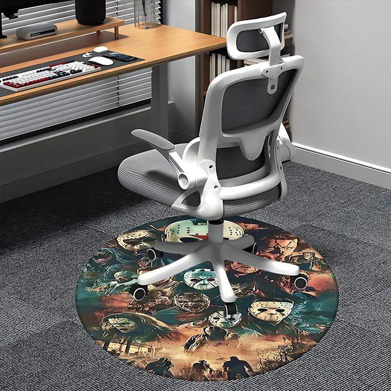 

Horror Movie Characters,Halloween Mask Print Chair mat Round Rug Office carpet, Non slip, Suitable for Living Rooms, Bedrooms Decor 1205695a 80cm by 80cm