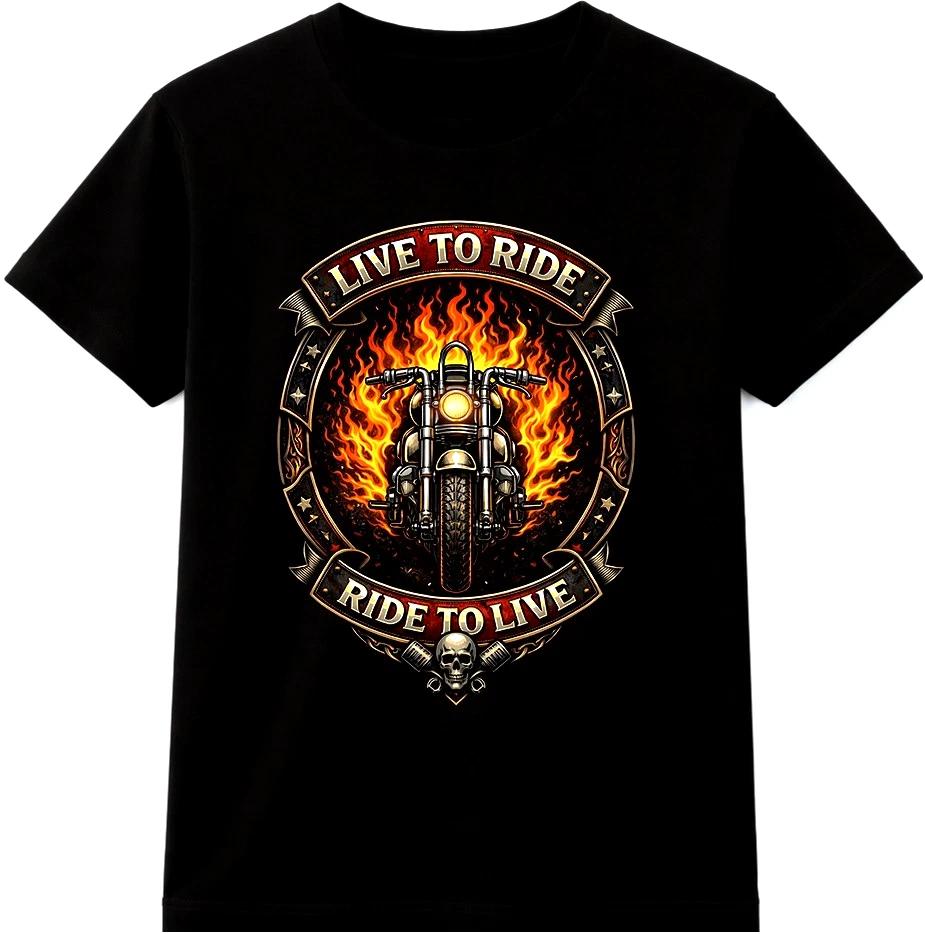 Футболка для мотоциклиста Live To Ride Ride To Live Байкер Двигатель Винтажная Графическая футболка M