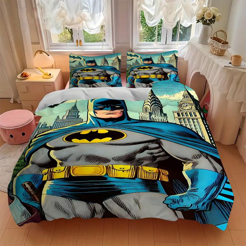 3pcs Batman Duvet Cover Set, 1 Duvet Cover + 2 Pillowcases (No Insert), High-Definition Print for All Seasons,Durable Yy251103004