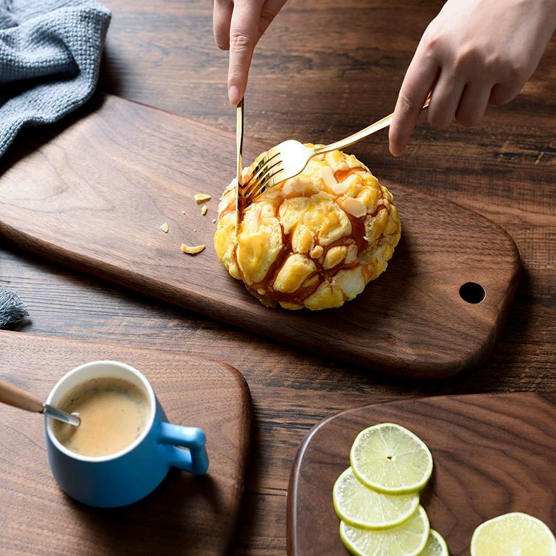 1pc Oval Wood Cutting Board, Solid Wood Black Walnut Wooden Chopping Boards for Bread, Vegetables & Fruits, Dinner Cheese Board with Hole,4 Size