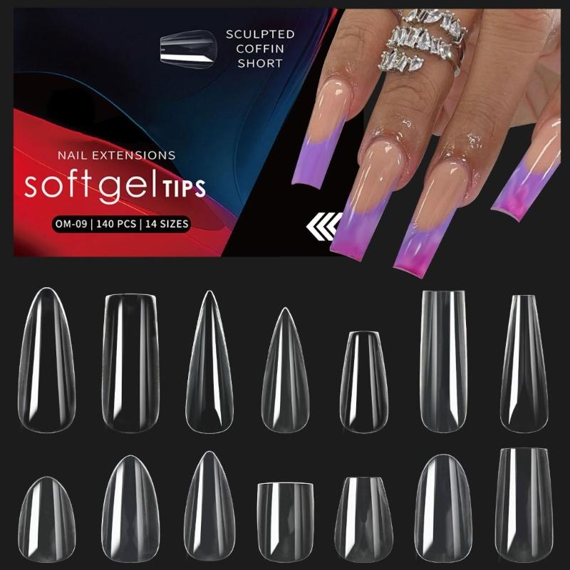 1 Box Aufstecknägel Klare Falsche Nägel Spitzen Vollabdeckung Aufklebbare Nägel Weiche Gelspitzen Maniküre Zubehör für Salons
