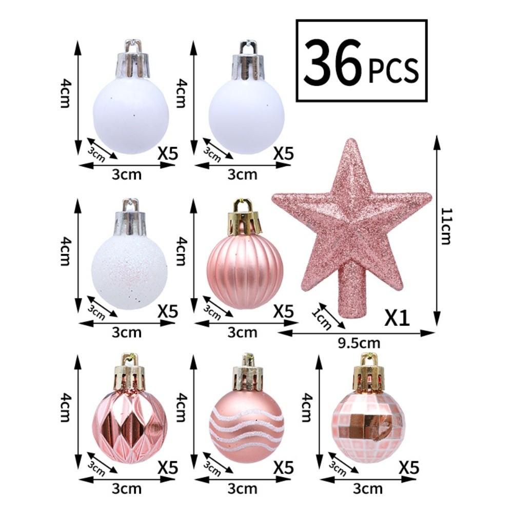 36Pcs Electroplated Christmas Ball Pendant Glitter Special-shaped Plastics Christmas Tree Topper DIY Multicolor
