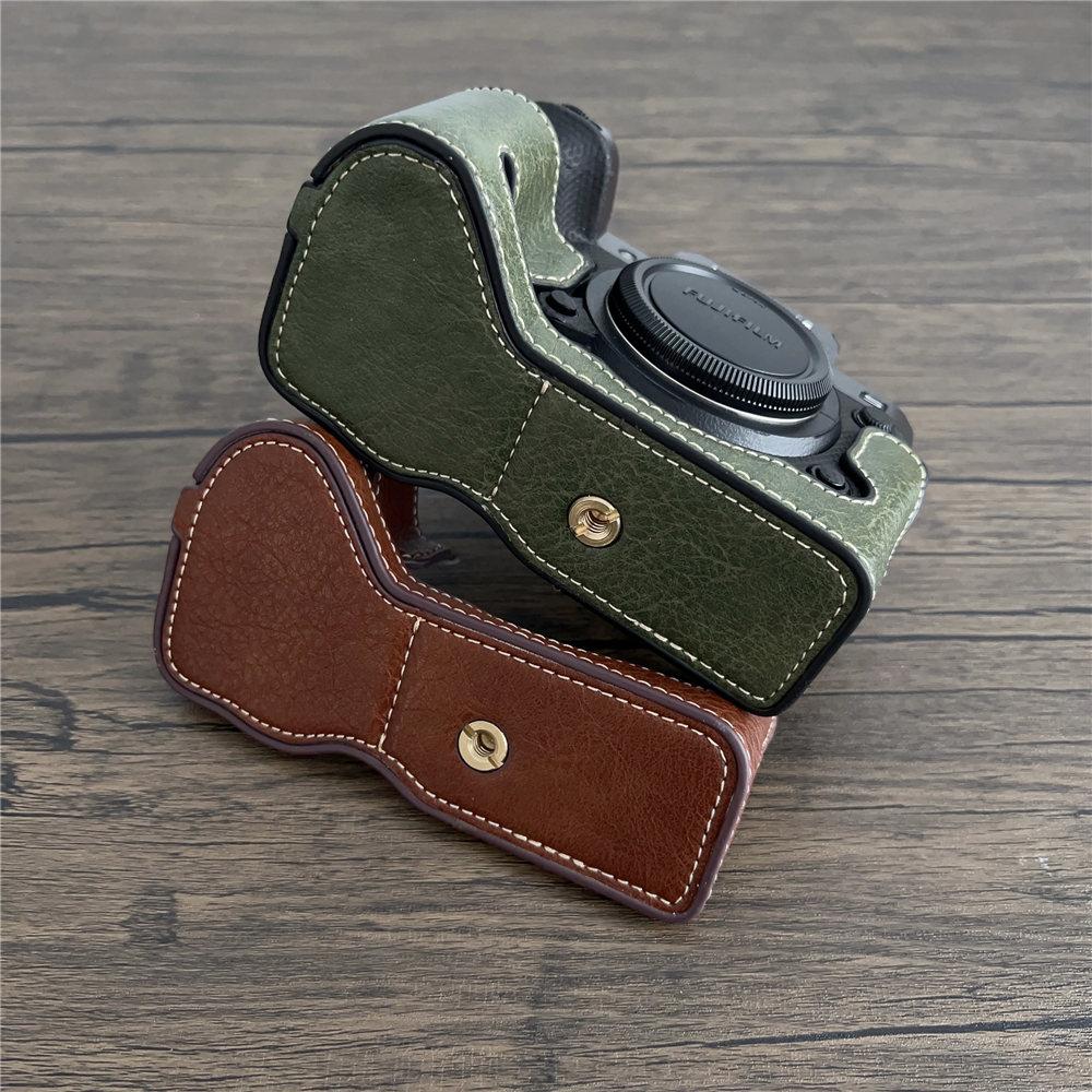 Półpokrowiec na aparat ze skóry PU dla Fujifilm XH2 XH2S Fuji X-H2 X-H2S Otwór dolny Magnetyczna pokrywa