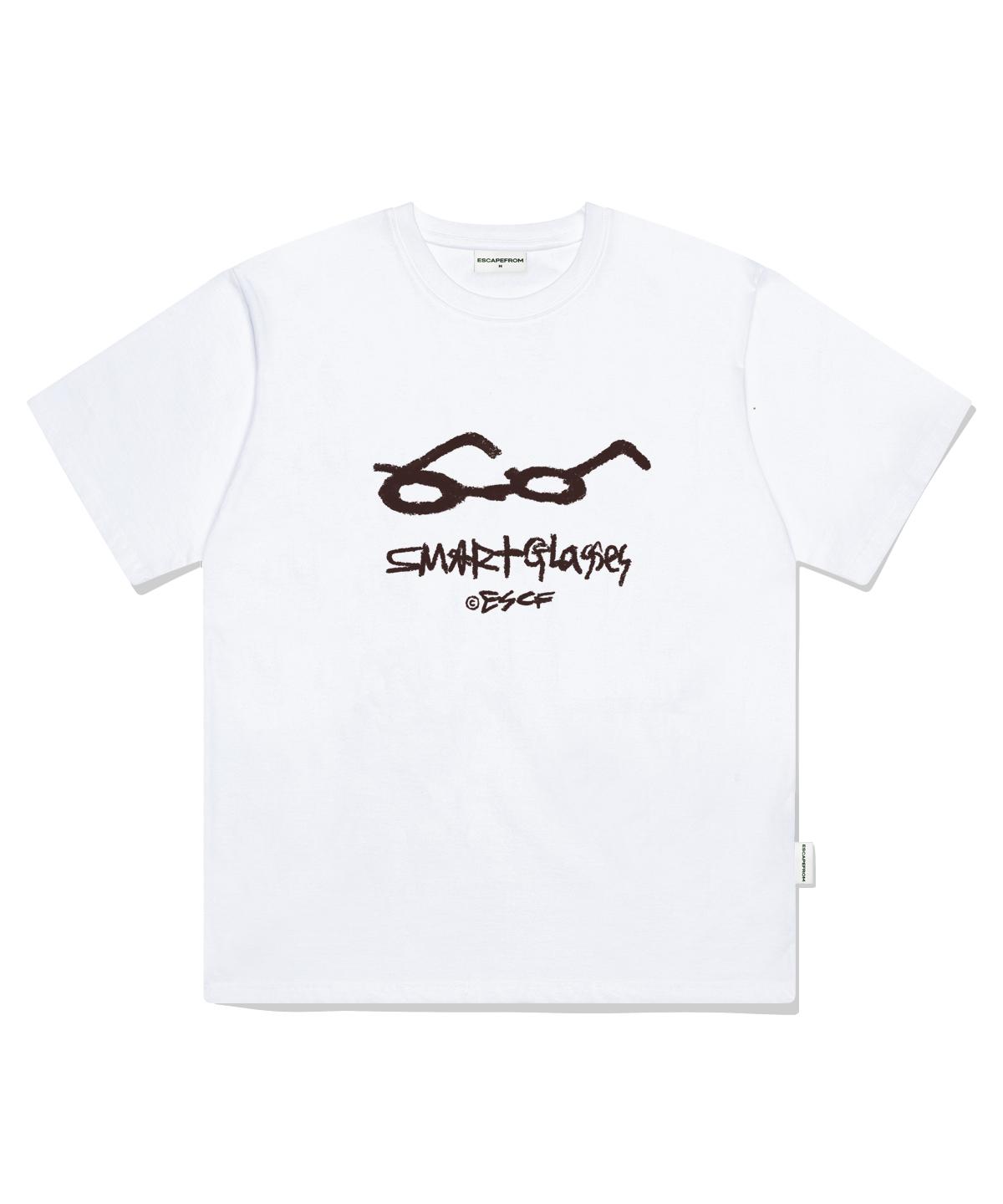 Escape From Smart Glass Print Oversized Short Sleeve T-Shirt White L