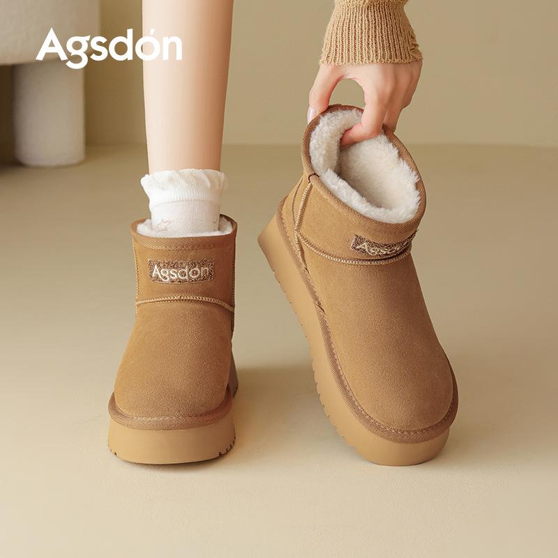 Augustus Snow Boots Women's 2025 New Autumn and Winter Thick-soled Piled Thickened Cotton Shoes Wear Bread Short Boots