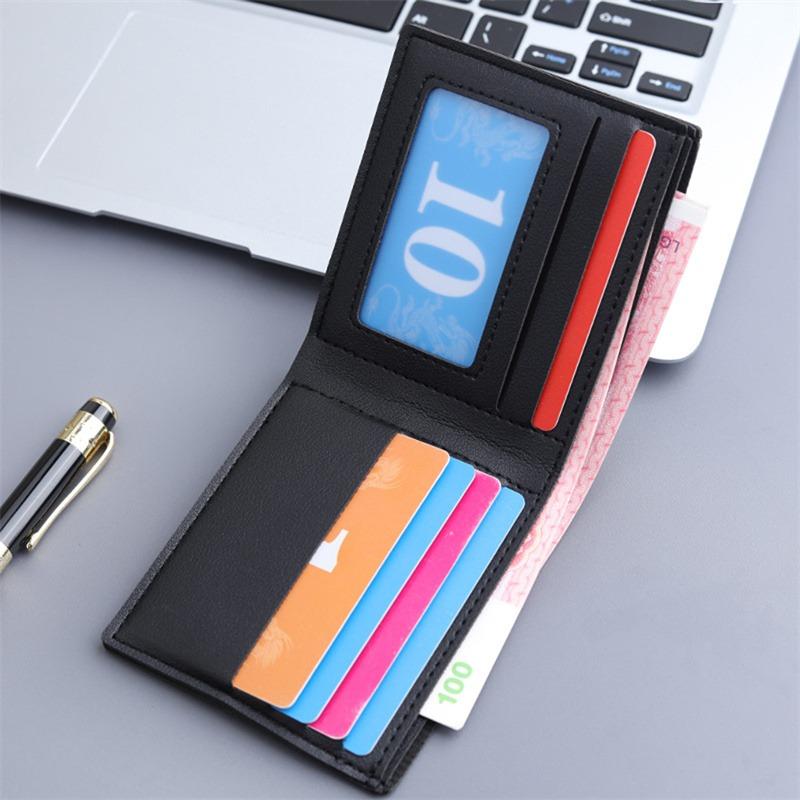 New Men Short PU Leather Wallet Simple Solid Color Thin Male Credit Card Holder Small Money Purses Business Foldable Wallet NEW