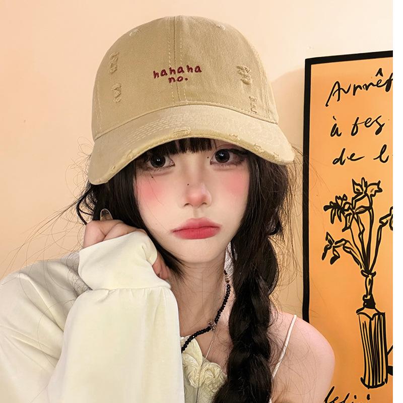New Retro Washed Soft Top Cap Children's Embroidered Letter Baseball Cap Versatile Face Small Men's and Women's Sun Hats