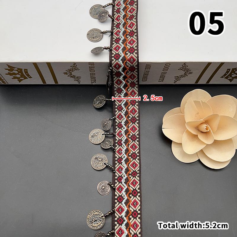 Woven Jacquard Ribbon Lace Tassel Fringe Geometric Figure Pattern for Clothing Straps Accessory Cloth Supplies Diy Sewing 1Yard