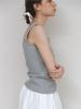 CLUNY Cotton Ribbed Square Neck Sleeveless Top - Gray