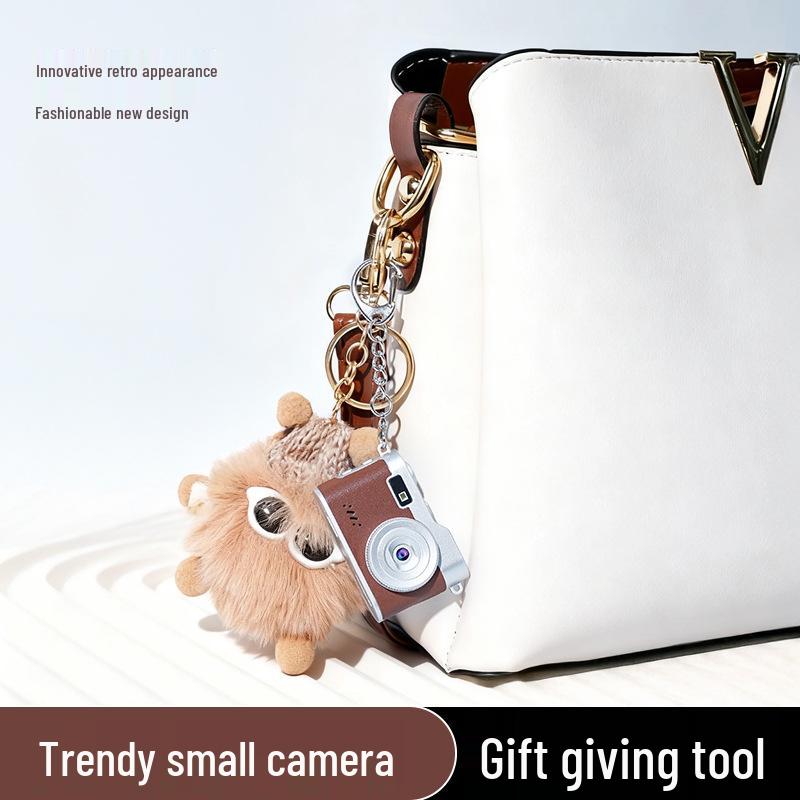 

1080P Retro Pocket Camera Necklace for Girls – Capture Photos & Videos On-the-Go Brown Standard (No Card)