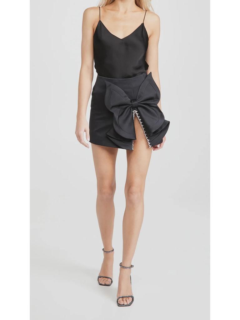 Shisanhang 2024 Summer Skirt: Exaggerated Bow, Crystal Accent, Slit Detail, Short Style