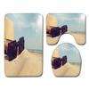 Beach View Bathroom Floor Mat Three-Piece Toilet Carpet Toilet Mat Set Door Mat Bathroom Non-Slip Mat