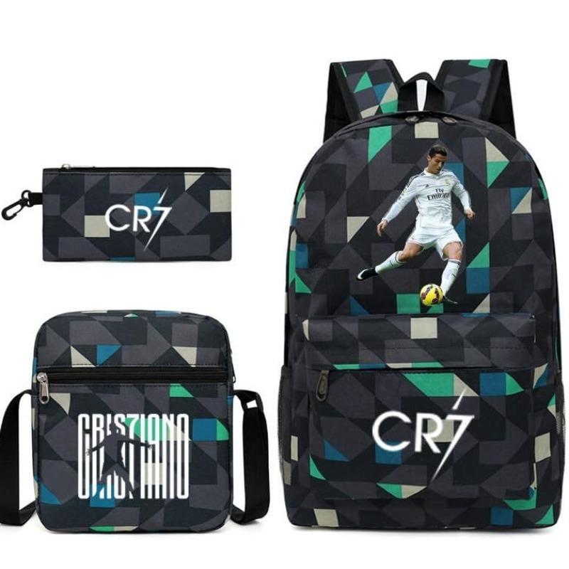 School Bag, Peripheral Printing Three-piece Set, Student School Bag, Backpack, Messenger Bag, Pencil Bag.