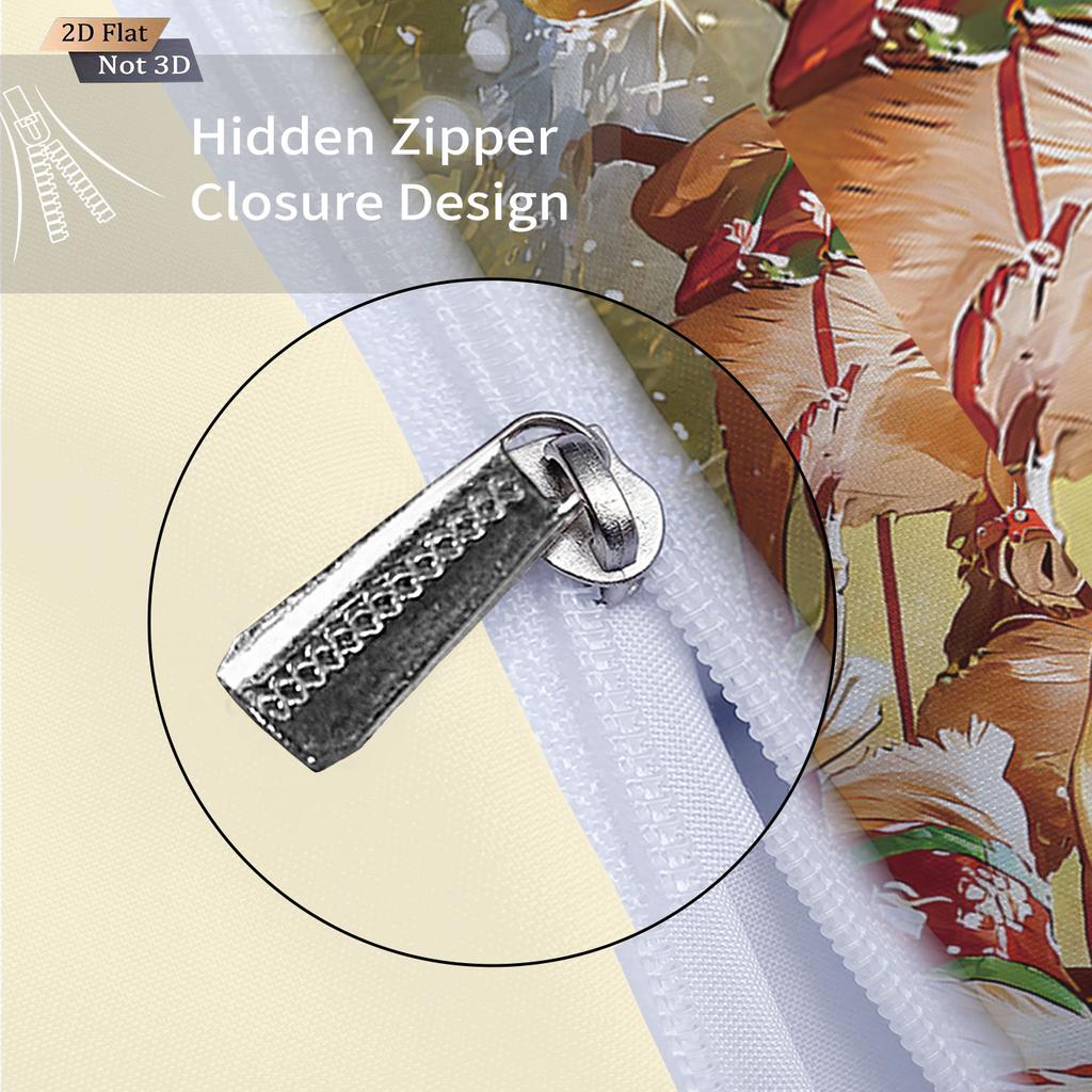 3pcs Christmas Reindeer Print Coreless Duvet Cover Set Multi Size Soft Bedroom Bedding Holiday Decoration Machine Washable