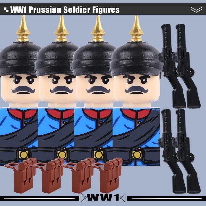 WW1 Military Series Vehicles Building Blocks Artillery Howitzer Soldier Figures Accessories British Italian Field Gun Bricks Toy