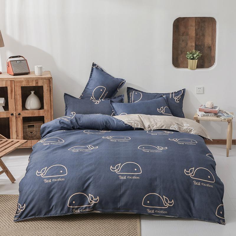 Simple Bedding Four-piece Set, Thickened Bed Sheet Quilt Cover, Pastoral Dormitory Three-piece Set