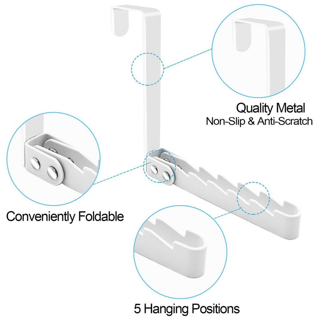 2 Pack Over the Door Hooks Hanger  Sturdy Foldable Drying Rack for Clothes  Coats  and Towels  White