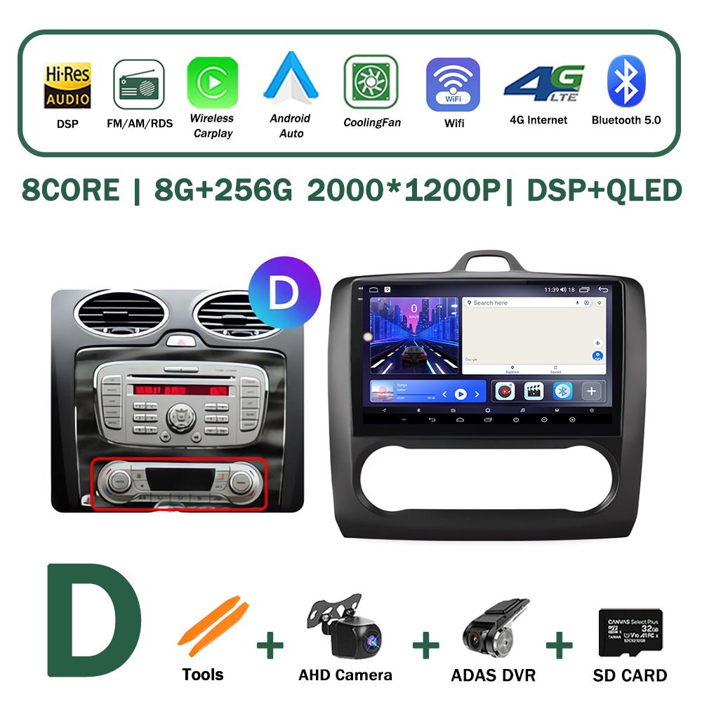 XSW3 9 Inch Wireless CarPlay Android Auto Radio for Ford Focus 2 Mk2 2004 - 2011 Car Multimedia Video Stereo Player GPS WIFI