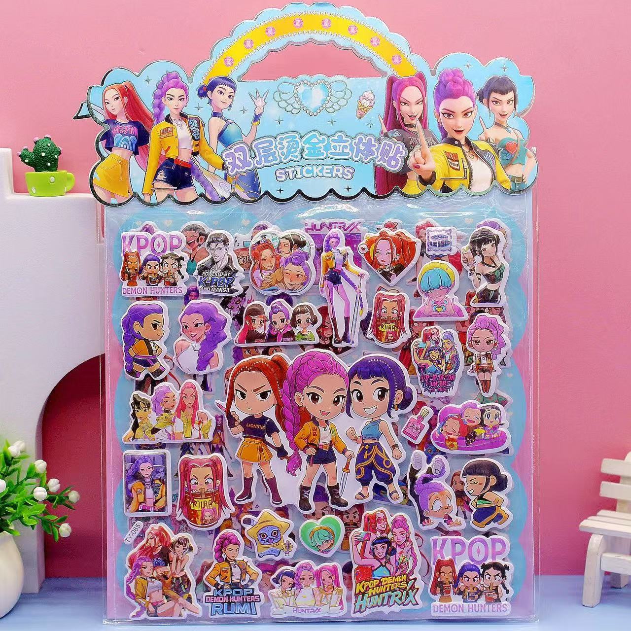 

Kpop Мисливиця на відьом Загін Подвійний шар 3D Бульбашкові наліпки Декоративні для стемпінгу Дитячі подарунки