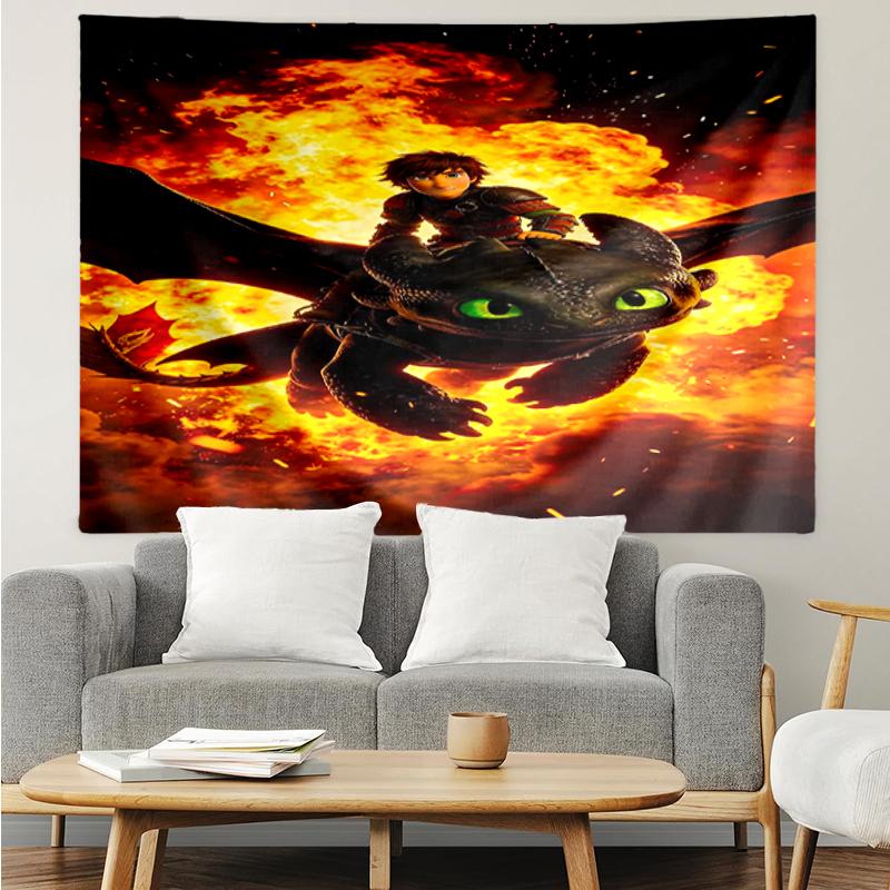 Dragon Print Tapestry, Backdrop, Easy Setup, Ideal for Bedroom, Office & Living Room, with Aesthetic Wall Hanging Decor.